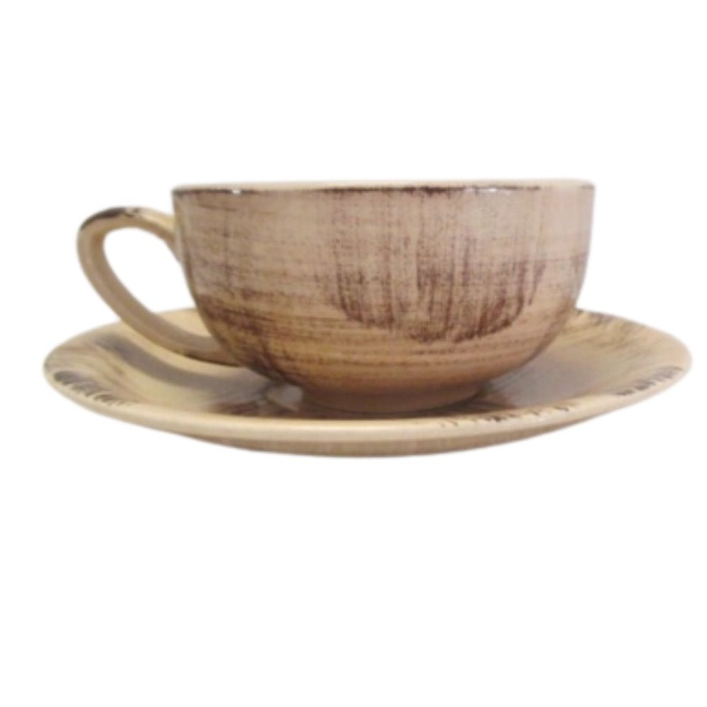 Vintage Barkwood Vernonware Coffee Cup & Saucer 1950’s California USA Pottery